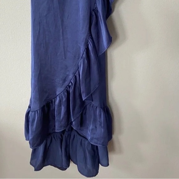 Intimately Free People All My Love Blue Shine Wrap Midi Ruffle Slip Dress - Picture 7 of 9